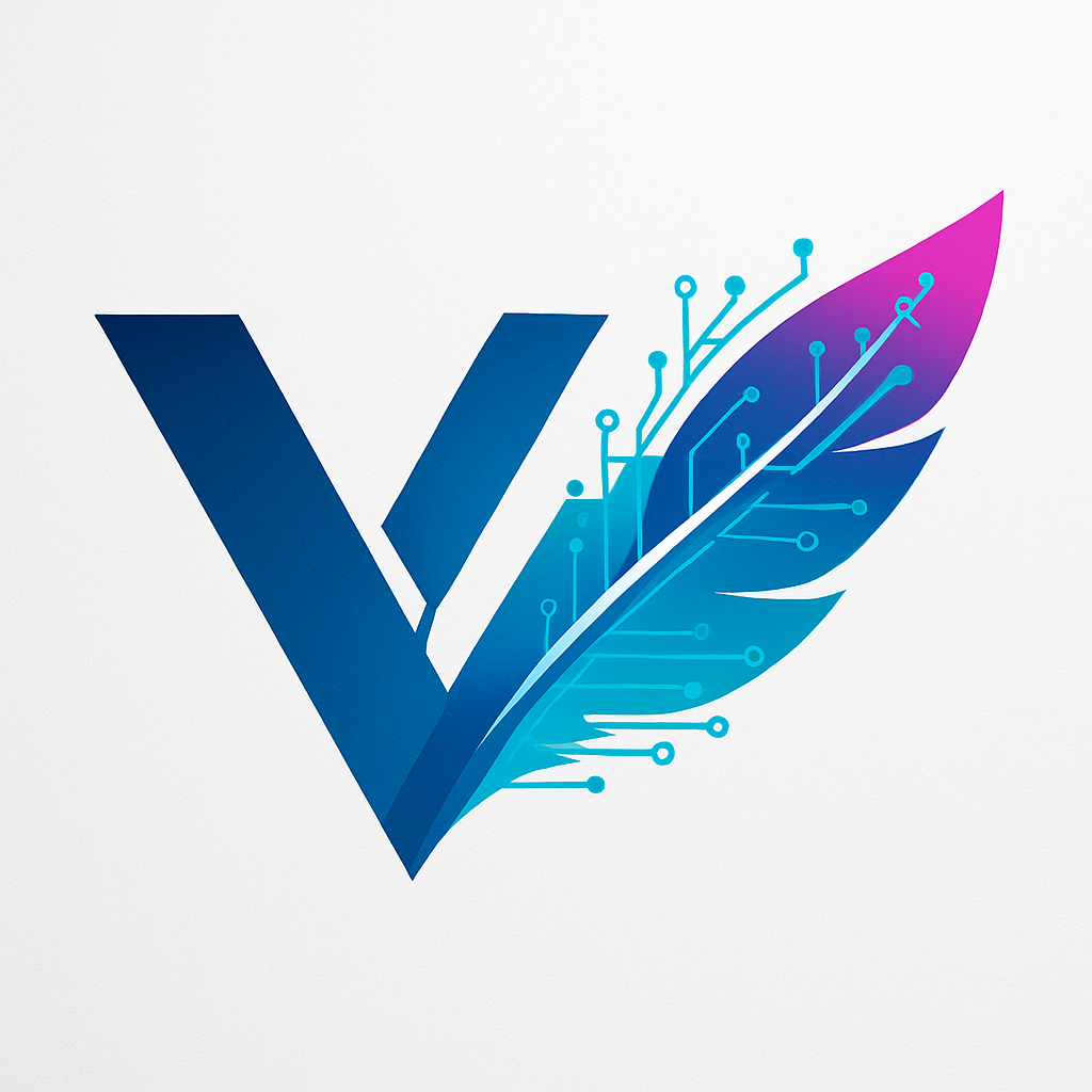 Corporation logo, blue and white abstract geometric shape